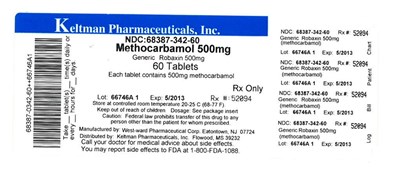 Methocarbamol Tablets, Usp 500 mg (Methocarbamol 500mg Label)